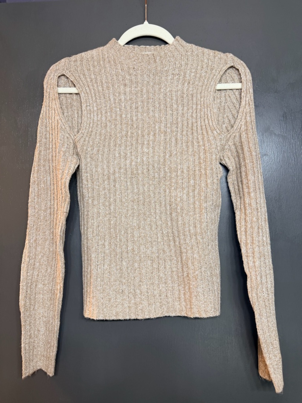 twenty second Beige Ribbed Knit Top with Tag